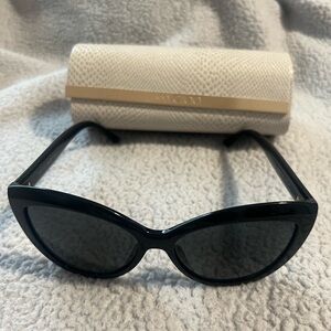 Jimmy Choo Black Cat-Eye Sunglasses with Cream Case